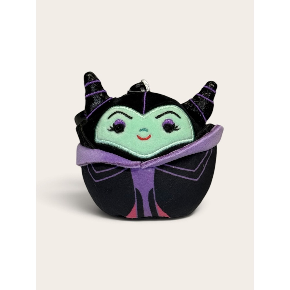 Disney Squishmallows Maleficent Plush Clip On Keychain 3.5 Inch NWT Villain